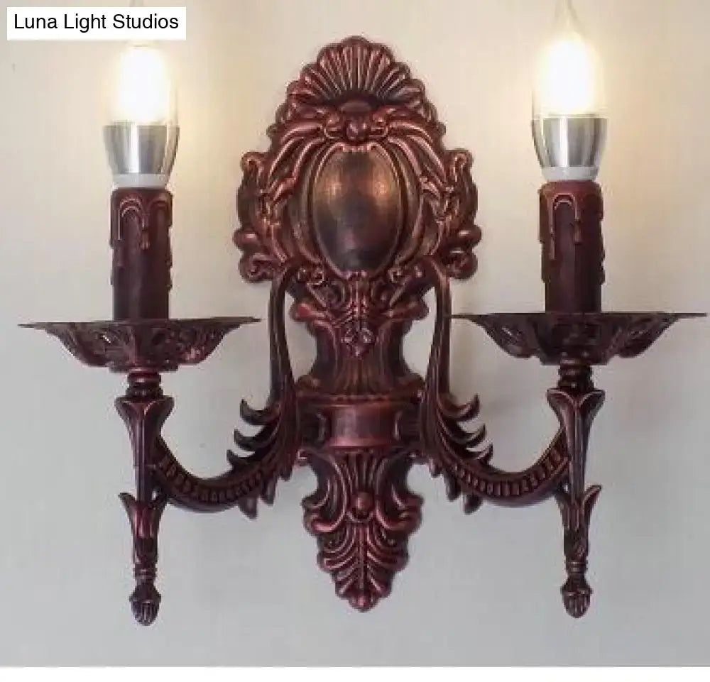 Gold Retro Wall Sconce by Decorbites, ornate double-armed candle-style metal lighting on Tampa Home & Garden Store