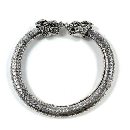 Vibhsa antique Norse bracelet with lion head clasps and dotted textured band on Tampa Home & Garden Store