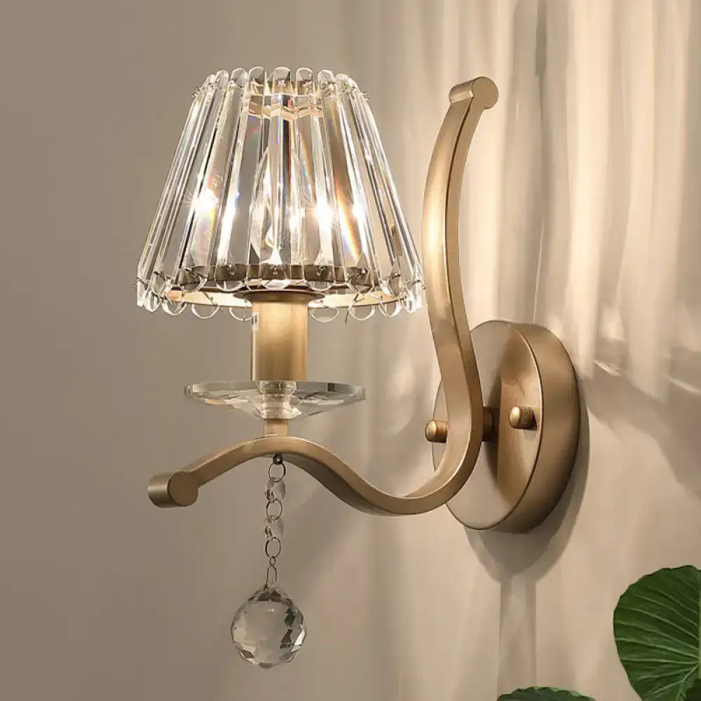 Gold Prism Antiqued Wall Sconce with crystal shade, brass finish on Tampa Home & Garden Store