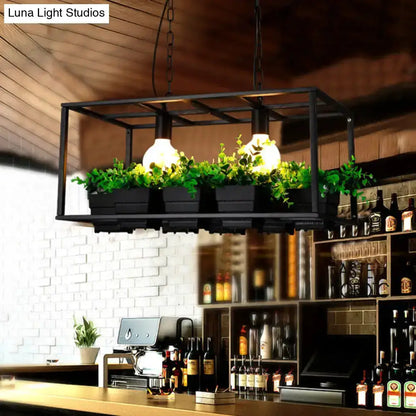 Antiqued Metal Island Lamp with Planters