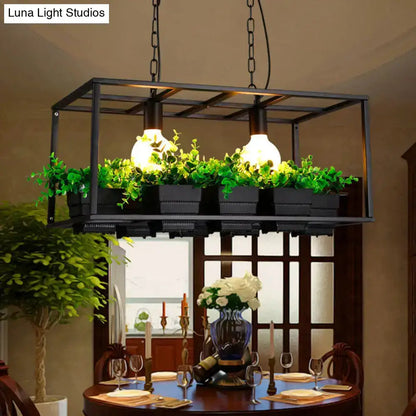 Antiqued Metal Island Lamp with Planters