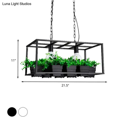 Antiqued Metal Island Lamp with Planters