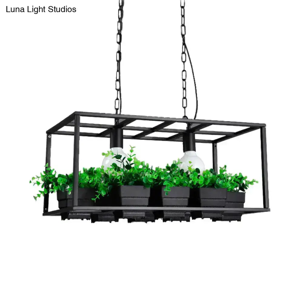 Antiqued Metal Island Lamp with Planters