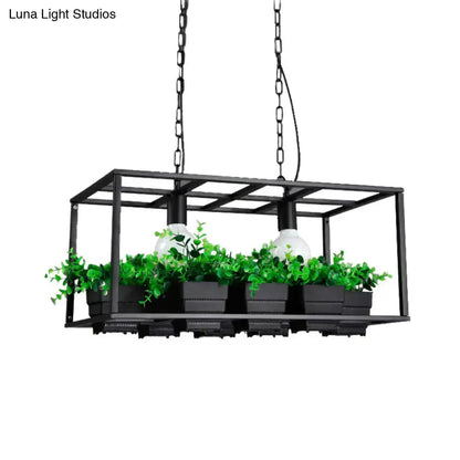 Antiqued Metal Island Lamp with Planters