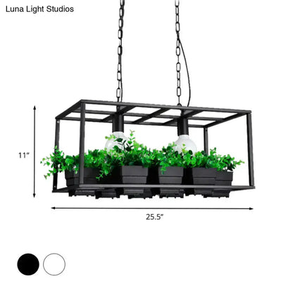 Antiqued Metal Island Lamp with Planters