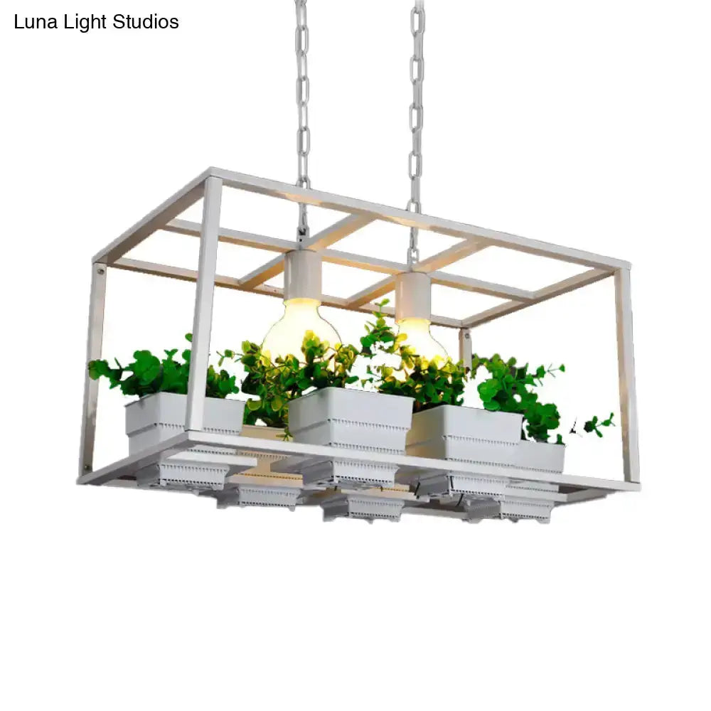 Antiqued Metal Island Lamp with Planters