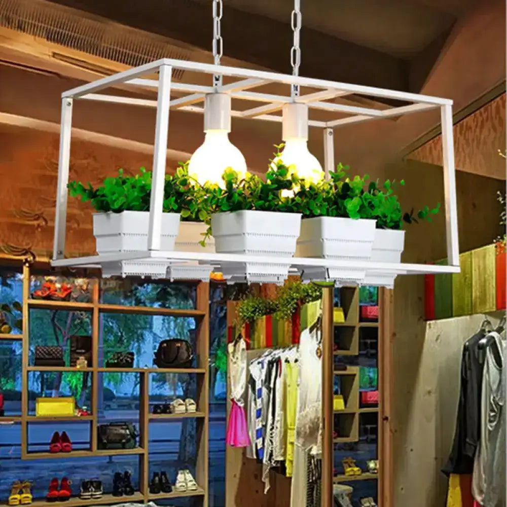 Antiqued Metal Island Lamp with Planters