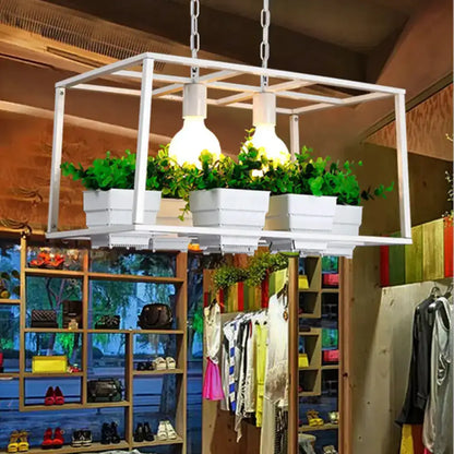 Antiqued Metal Island Lamp with Planters
