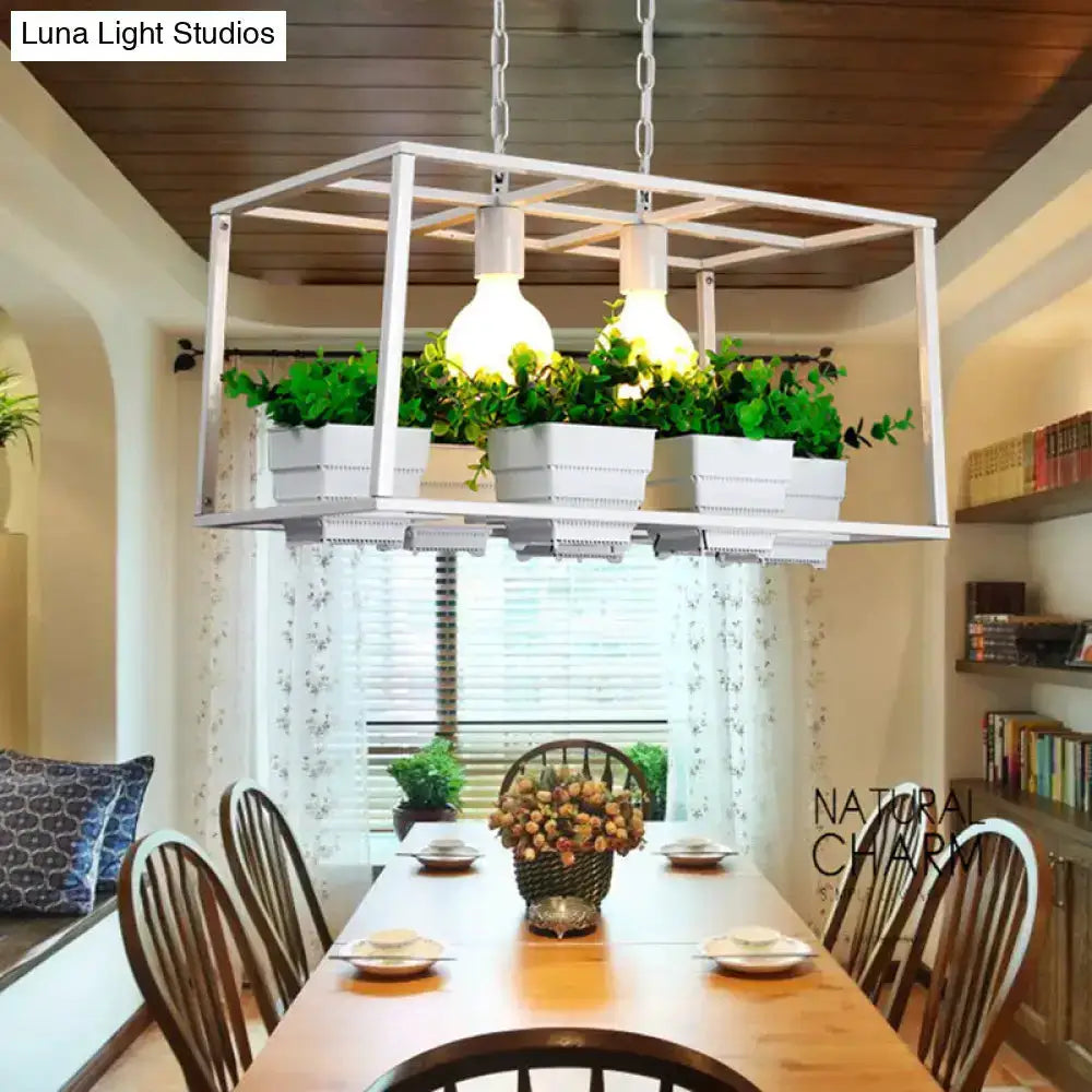 Antiqued Metal Island Lamp with Planters