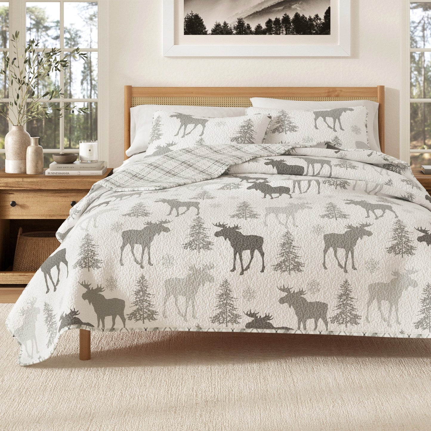 Cozy Wilderness Lodge Quilt and Moose Print