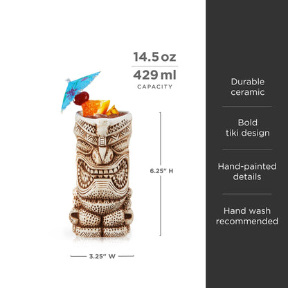 Pacific High Tide Tiki Mugs set of 2 by Viski; hand-painted ceramic tiki mugs on Tampa Home & Garden Store