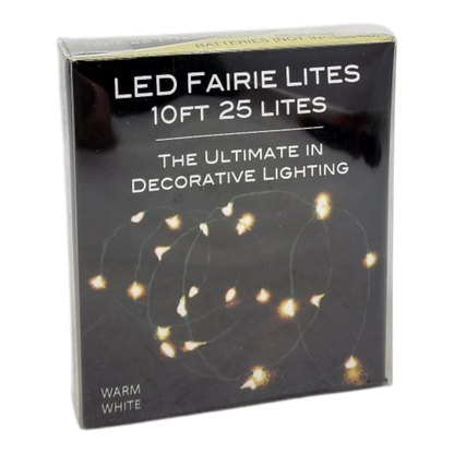 Juego de luces LED de hadas de 10 pies con cable verde, 25 luces, color blanco cálido, que funcionan con pilas