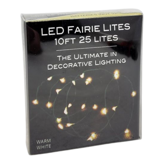 10' Battery Operated 25-Light Warm White Fairy LED Green Wire Light Set