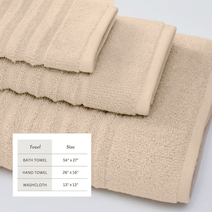Luxury Combed Cotton and Ribbed Bath Towels