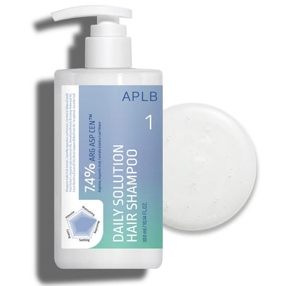 APLB Daily Solution Hair Shampoo 300ml bottle by Seoulia with white pump and blue label on Tampa Home & Garden Store
