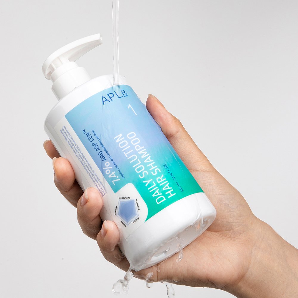APLB Daily Solution Shampoo bottle by Seoulia with blue label and pump 300ml on Tampa Home & Garden Store