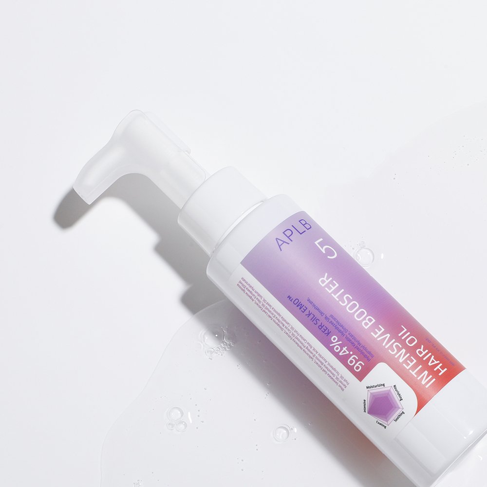 APLB Intensive Booster Hair Oil bottle by Seoulia, white pump with purple gradient label 80ml on Tampa Home & Garden Store