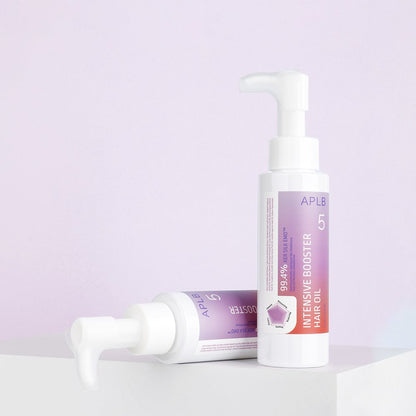 APLB Intensive Booster Hair Oil 80ml bottle with pump by Seoulia; two purple bottles on Tampa Home & Garden Store