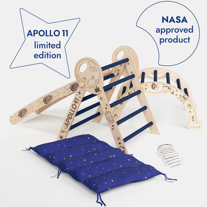 Goodevas Apollo 4in1 wooden climbing set with Pikler triangle, arch, slide board and cushion on Tampa Home & Garden Store
