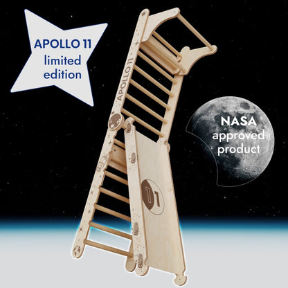 Apollo Swedish Wall wooden climbing ladder by Goodevas with NASA lunar design space themed on Tampa Home & Garden Store