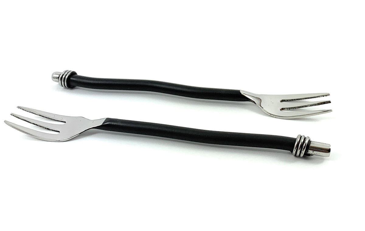 Vibhsa Cocktail Forks set of 6 with black twisted handles on Tampa Home & Garden Store
