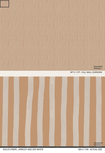 Wallpaper Dolce Stripe Apricot and Off-White by Samantha Santana Creative, striped pattern on Tampa Home & Garden Store
