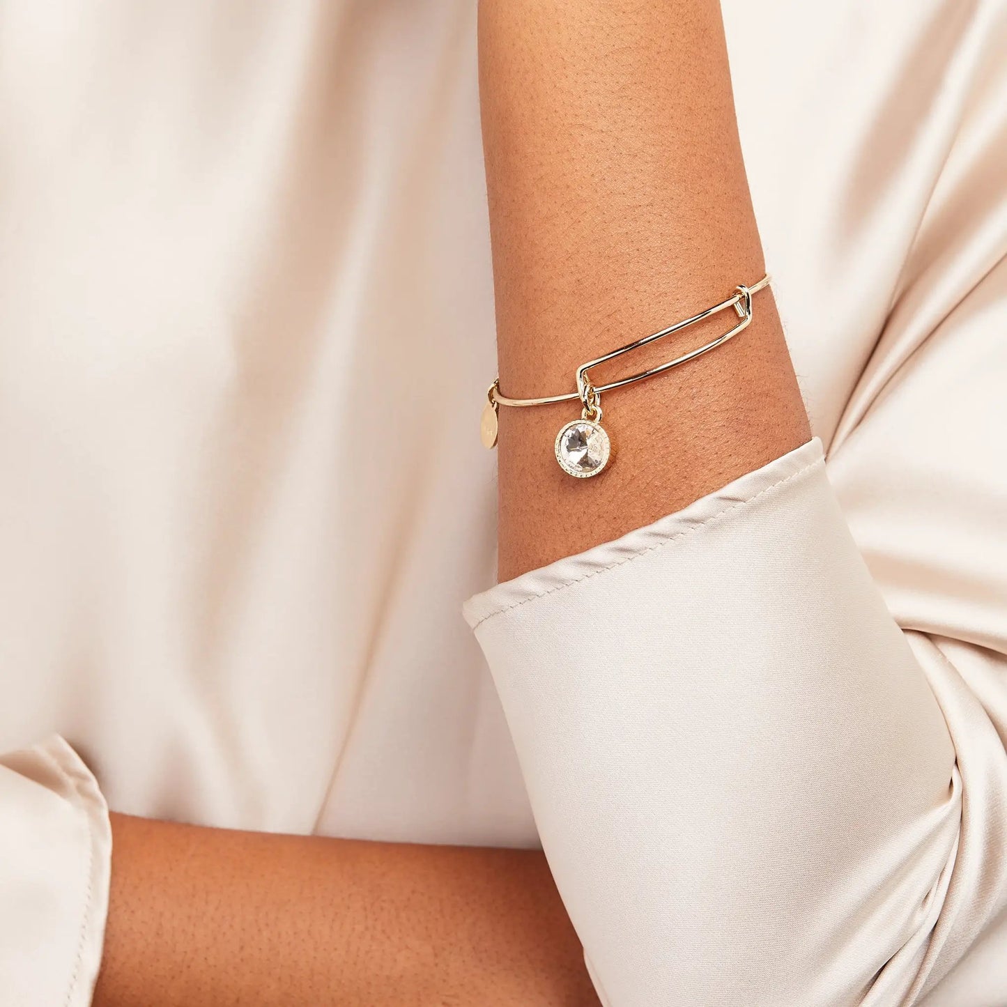 April Clear Crystal Birthstone Charm Bangle by ALEX AND ANI, bracelet with crystal pendant on Tampa Home & Garden Store