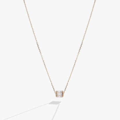 Alex and Ani April Birthstone Pendant Necklace with rose gold chain and rectangular clear stones on Tampa Home & Garden Store