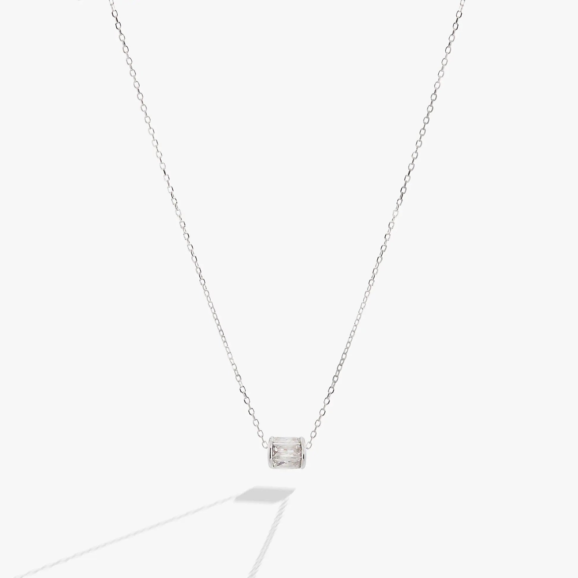 Alex and Ani April birthstone pendant necklace, silver-tone chain with baguette gemstone pendant on Tampa Home & Garden Store
