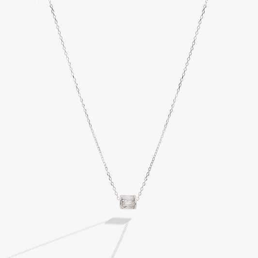 Alex and Ani April birthstone pendant necklace, silver-tone chain with baguette gemstone pendant on Tampa Home & Garden Store