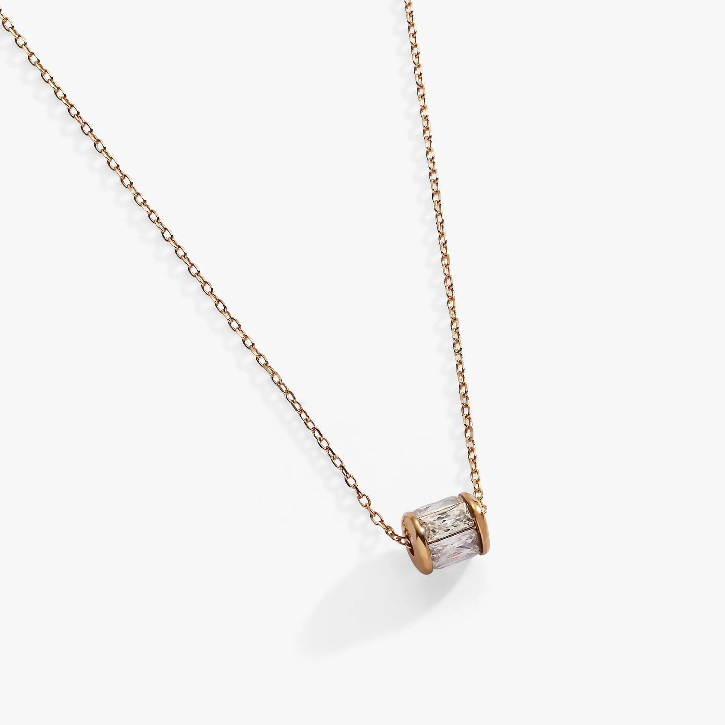 April Birthstone Pendant Necklace by Alex Ani rose gold with baguette crystal pendant on chain on Tampa Home & Garden Store