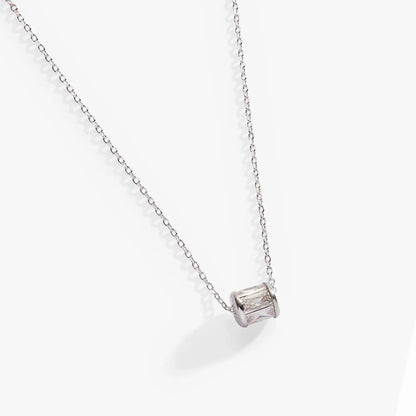 April Birthstone Pendant Necklace with clear rectangular crystal on silver-tone chain on Tampa Home & Garden Store