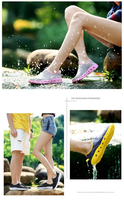 Stevvex aqua water shoes unisex mesh quick-dry with pink sole slip-on slippers on Tampa Home & Garden Store