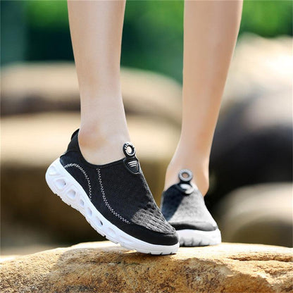 Stevvex black mesh water shoes unisex slip-on with white sole, quick-dry beach footwear on Tampa Home & Garden Store