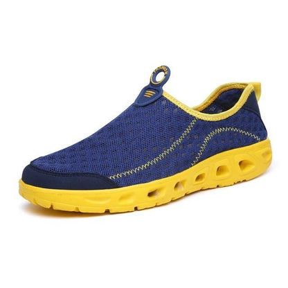 Stevvex aqua shoes mesh water shoe blue with yellow sole slip-on for beach use on Tampa Home & Garden Store