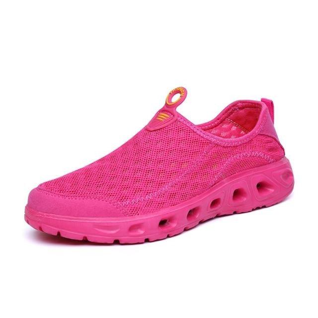 Stevvex aqua water shoes pink mesh slip-on with breathable quick-dry rubber sole on Tampa Home & Garden Store