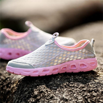 Aqua water shoes unisex mesh breathable quick-dry slip-on with pink sole on Tampa Home & Garden Store