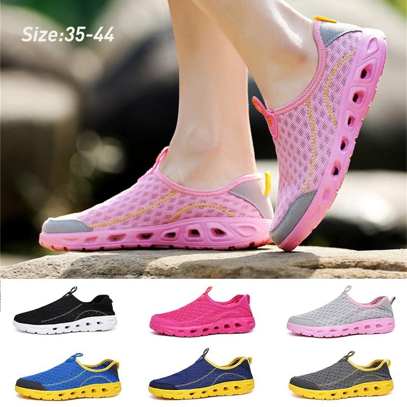 Stevvex pink mesh water shoes, breathable quick-dry slip-on with rubber sole for beach on Tampa Home & Garden Store