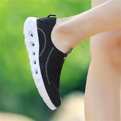 Stevvex Aqua Shoes unisex mesh water shoes, black slip-on with white sole, quick-dry on Tampa Home & Garden Store