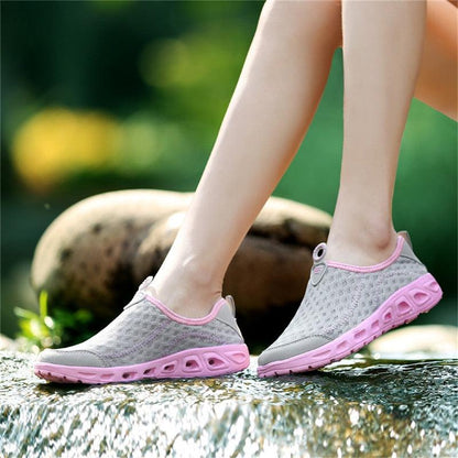 Stevvex unisex aqua water shoes gray mesh pink sole quick-dry slip-on for beach, sports on Tampa Home & Garden Store