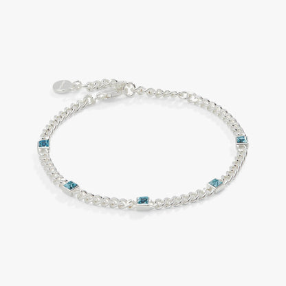 Bracelet March Birthstone Aquamarine curb chain by ALEX AND ANI with blue stones on Tampa Home & Garden Store