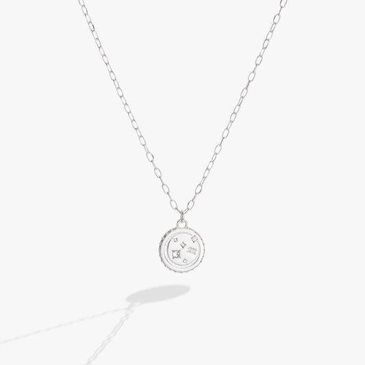 Aquarius Zodiac Necklace by ALEX AND ANI silver chain with round pendant on Tampa Home & Garden Store