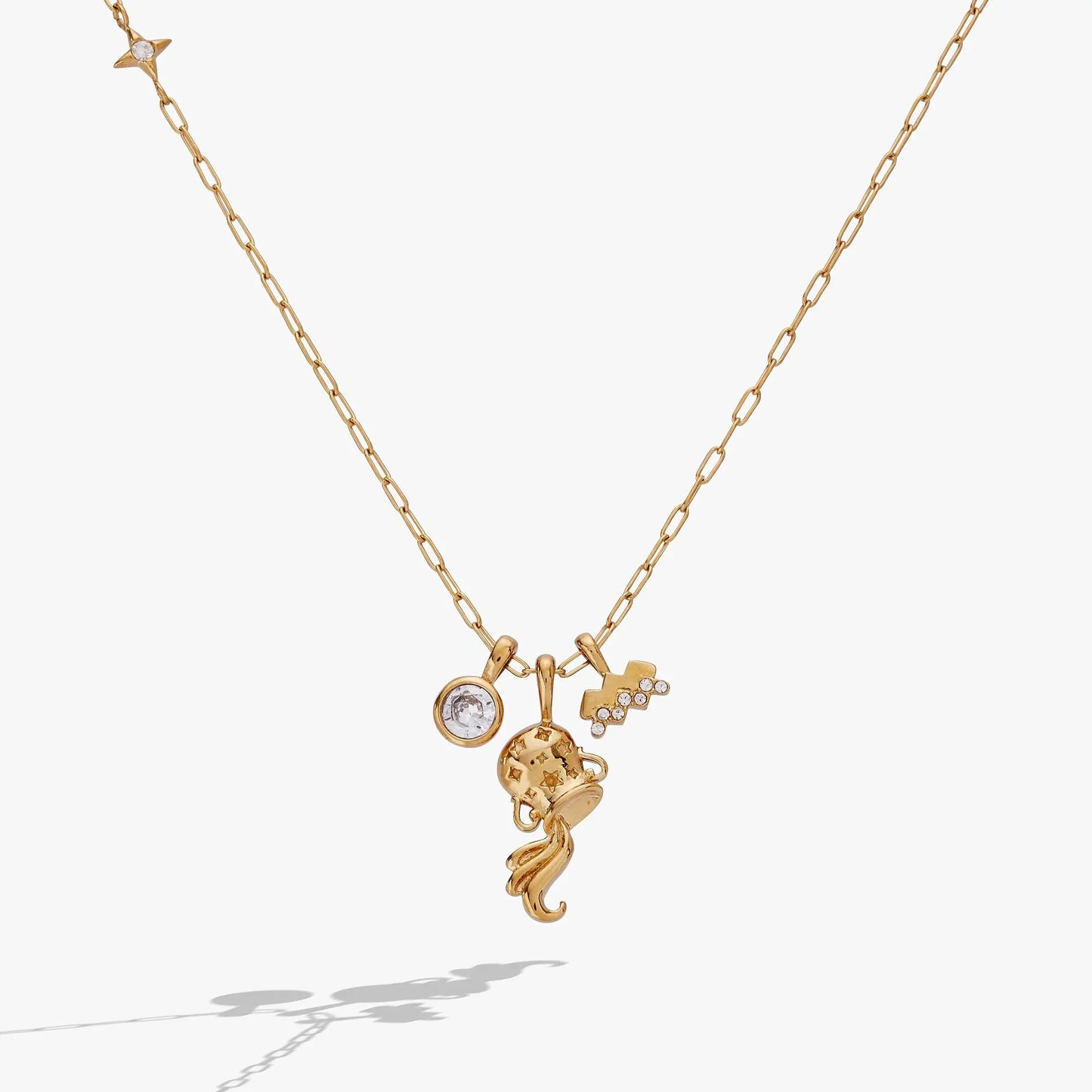 Aquarius Zodiac Charm Cluster Necklace Crystal