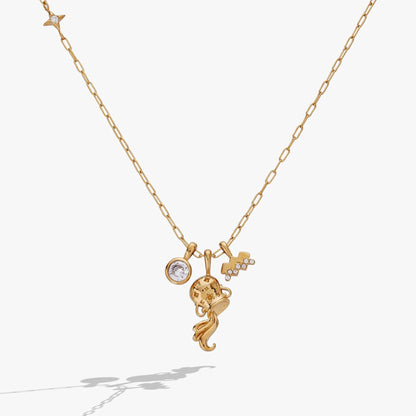 Aquarius Zodiac Charm Cluster Necklace Crystal