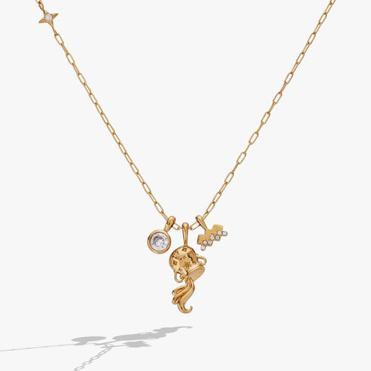 Aquarius Zodiac Charm Cluster Necklace gold-tone with crystal charms by Alex and Ani on Tampa Home & Garden Store