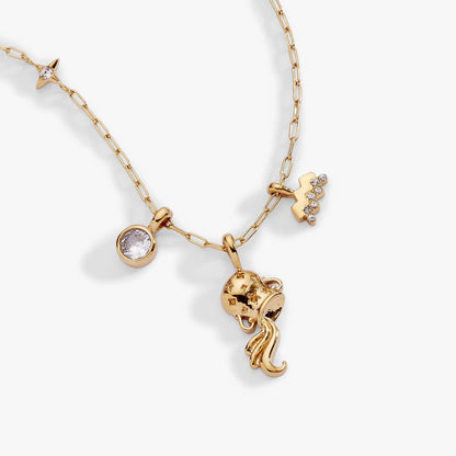 Aquarius Zodiac Charm Cluster Necklace Crystal