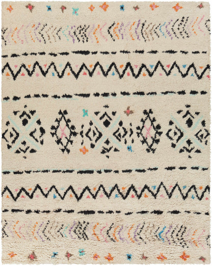 Arcanum Hand Knotted Wool Rug with black zigzags and accents Boutique Rugs clearance on Tampa Home & Garden Store