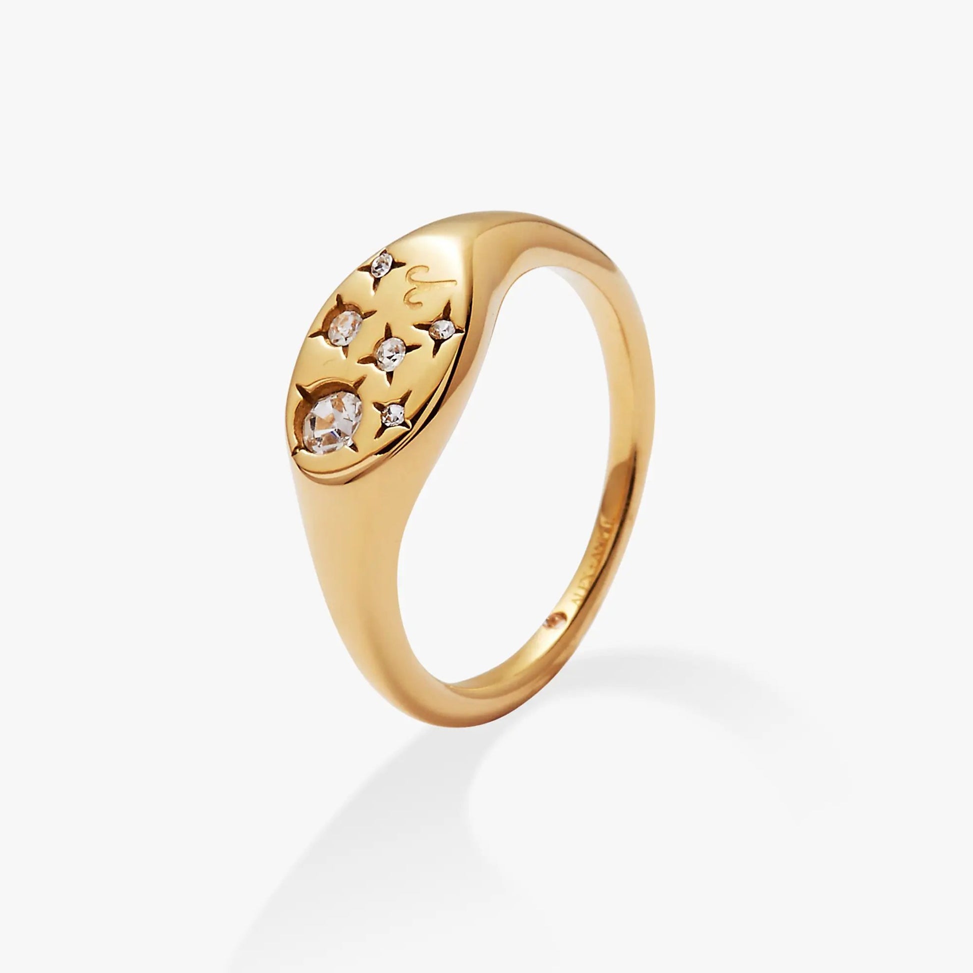 Aries Zodiac Ring by Alex and Ani, gold-tone with crystal accents and star motifs on Tampa Home & Garden Store