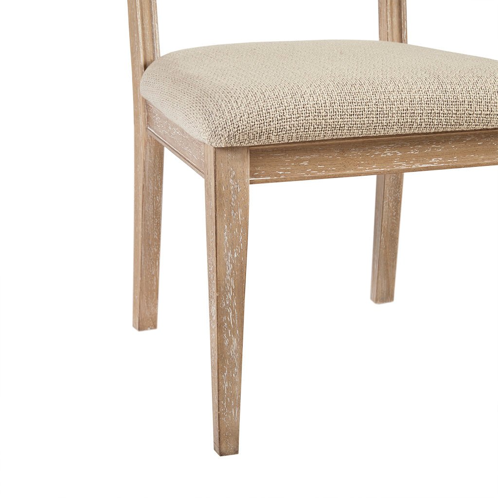 Armless dining chair with cane back, beige upholstered seat, tapered wood legs – set of 2 on Tampa Home & Garden Store
