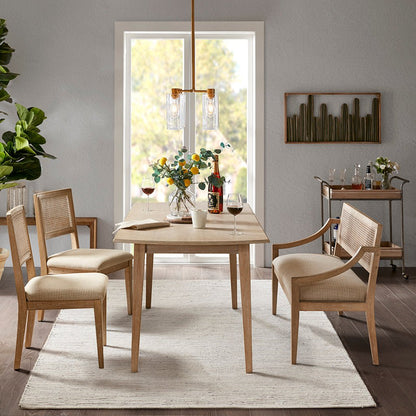 Armless dining chairs with cane back and tapered wood legs, natural wood finish, set of 2 on Tampa Home & Garden Store
